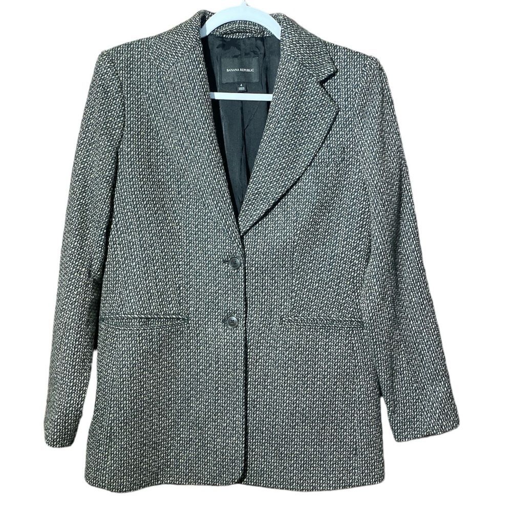 Banana Republic Wool Blend Tweed Fully Lined Blazer/Jacket Women's Size 4